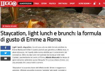  Staycation, light lunch e brunch: la formula di gusto di Emme a Roma